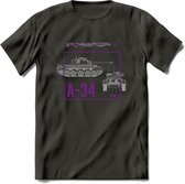 A34 Comet leger T-Shirt | Unisex Army Tank Kleding | Dames / Heren Tanks ww2 shirt | Blueprint | Grappig bouwpakket Cadeau - Donker Grijs - 3XL