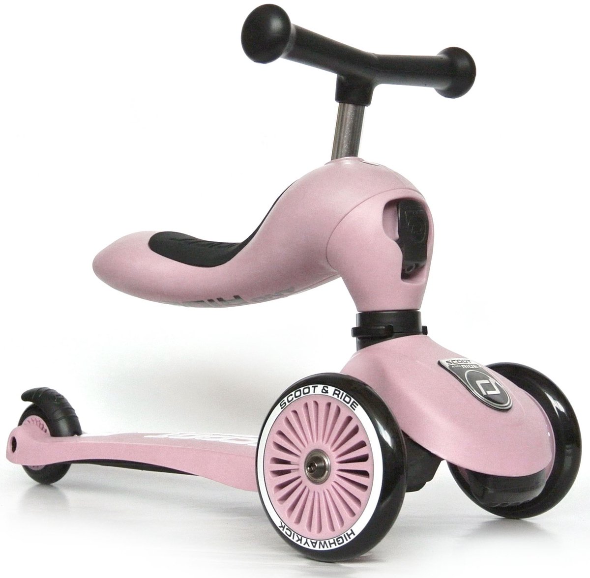 Scoot & Ride Highwaykick 1 – 2-in-1 Kinderstep – Loopfiets en Step in Één – Zonder Gereedschap Ombouwbaar – Veilig en Stabiel – Roze — afbeelding 10