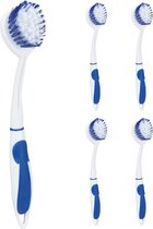 Relaxdays 5x afwasborstel - schoonmaak borstel - keukenborstel - spoelborstel - wit-blauw
