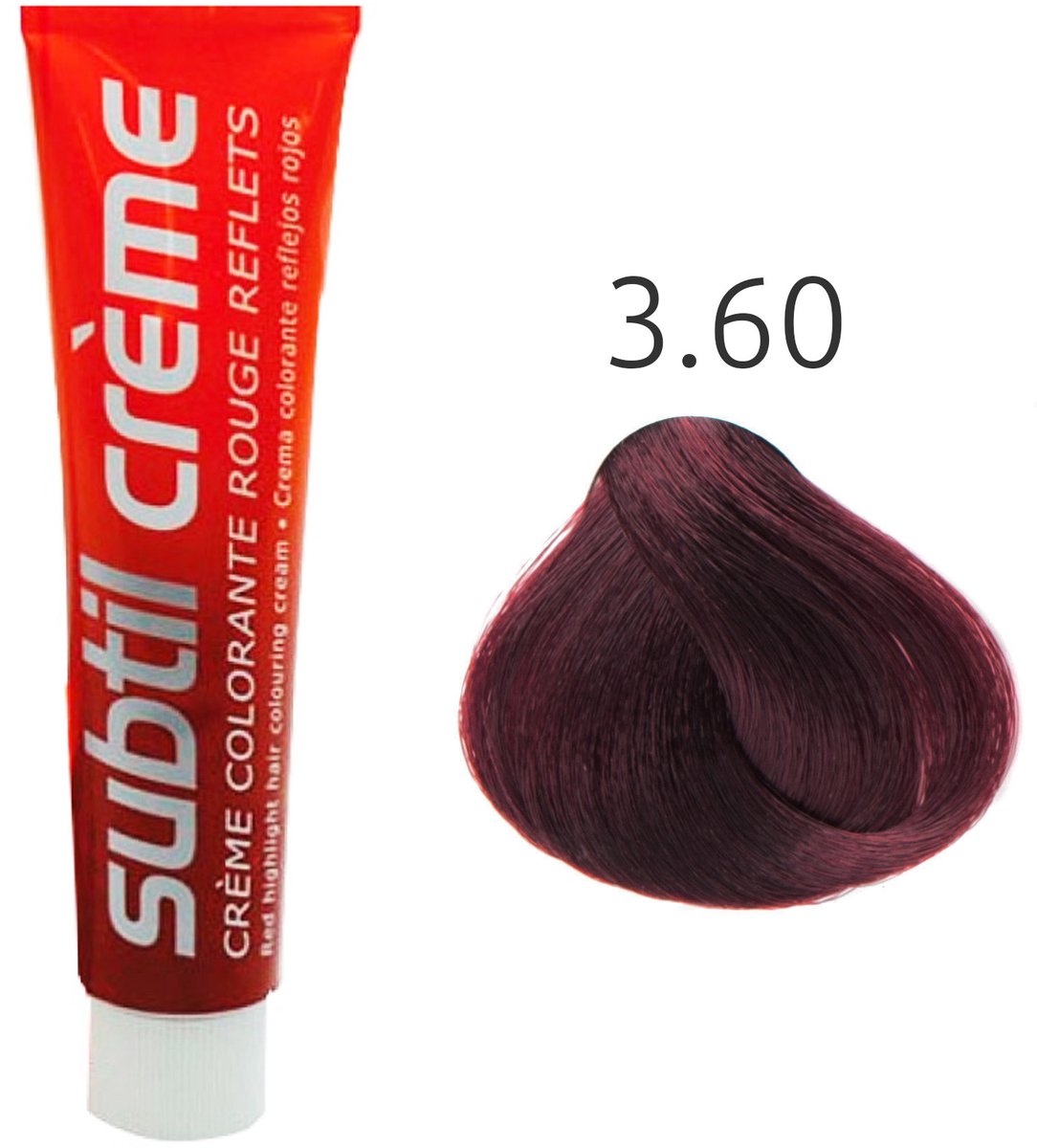 Subtil - Color - Crème Rouge Reflets - 3.60 Kastanje Foncé Rood Intensief - 60 ml