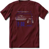 T32 Heavy tank leger T-Shirt | Unisex Army Tank Kleding | Dames / Heren Tanks ww2 shirt | Blueprint | Grappig bouwpakket Cadeau - Burgundy - L