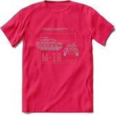 M18 Hellcat leger T-Shirt | Unisex Army Tank Kleding | Dames / Heren Tanks ww2 shirt | Blueprint | Grappig bouwpakket Cadeau - Roze - S