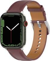 YONO Leer Bandje Cali geschikt voor Apple Watch 42 / 44 / 45 / 49 mm - Luxe Lederen Vervangende iWatch Series 8/7/SE/6/5/4/3 Armband Strap - Donkerbruin