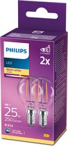 PHILIPS Classic LED Filament MULTIPACK 20x P45 - 2W E14 Warm Wit 2700K | Vervangt 25W