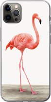 Geschikt voor iPhone 12 Pro Max hoesje - Flamingo - Roze - Vogel - Meisjes - Jongens - Kind - Siliconen Telefoonhoesje