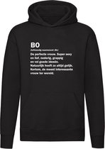 Bo | Unisex | Trui | Sweater | Hoodie | Capuchon | Zwart | Naam | Namen | Meisjesnaam | Woordenboek | Encyclopedie | Verjaardag | Grappig | Cadeau