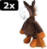 2x PLUCHE PAARD GELUID 32CM