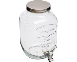 Secret de gourmet Glazen drank dispensers - 4 liter - kunststof kraantje en schroefdeksel - Sapdispenser - Drankdispenser