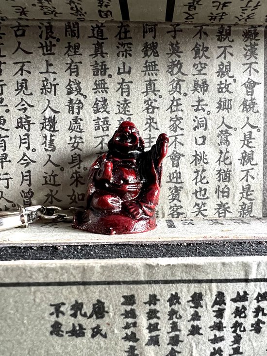 Une mini perle de jade + porte-clés Bouddha rouge-marron ensemble de 6 pièces Feng shui poupées porte-bonheur porte-bonheur