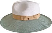 Fiona Fedora Chapeau de soleil pour femme House of Ord UPF50+ Protection UV Chapeau d'été Taille : 58 cm ; réglable - Couleur : Ivoire/Bleu vert