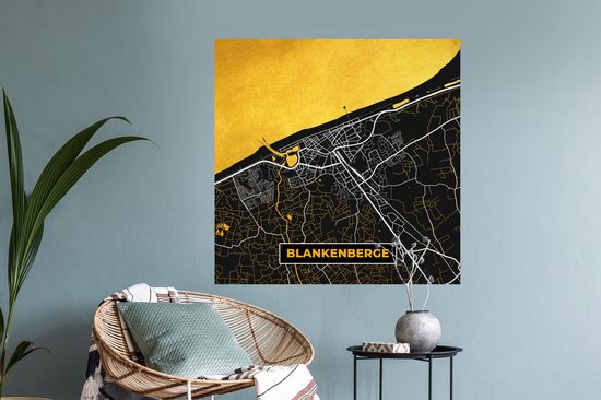 Stickers muraux - Plan de la ville - Or - Blankenberge - Carte - Carte - 100x100 cm - Feuille adhésive XXL