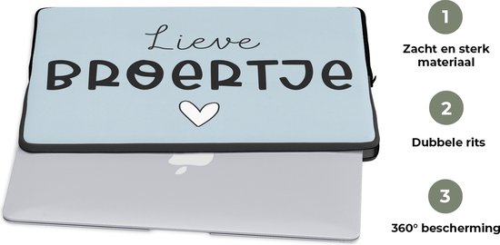 Housse pour ordinateur portable 15 pouces - Brother - Coeur - Blauw - Housse pour ordinateur portable