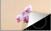KitchenYeah® Inductie beschermer 85x52 cm - Witte en roze orchidee - Kookplaataccessoires - Afdekplaat voor kookplaat - Inductiebeschermer - Inductiemat - Inductieplaat mat