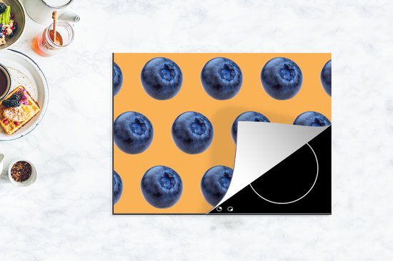 KitchenYeah® Inductie beschermer 70x52 cm - Blauwe bes - Oranje - Patroon - Kookplaataccessoires - Afdekplaat voor kookplaat - Inductiebeschermer - Inductiemat - Inductieplaat mat