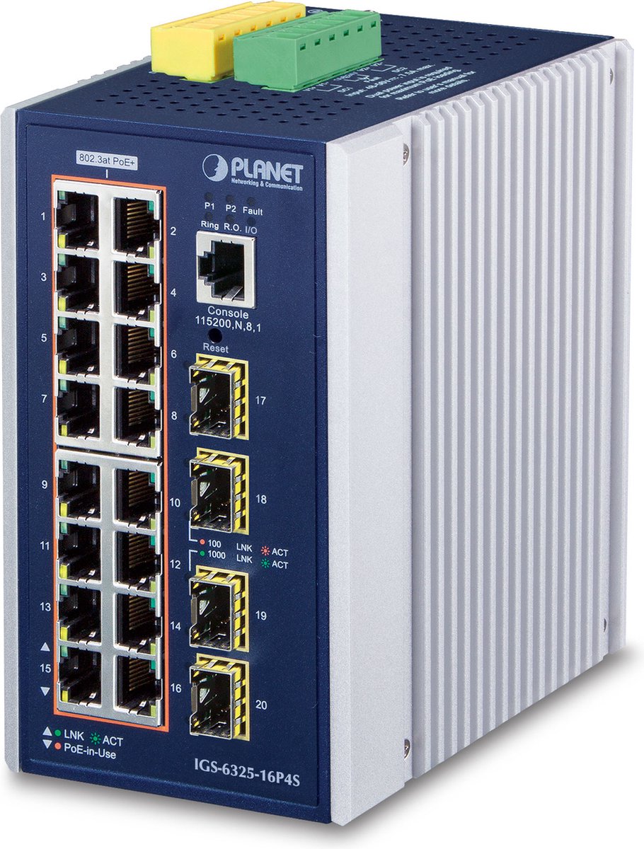 PLANET IGS-6325-16P4S netwerk-switch Managed L3 Gigabit Ethernet (10/100/1000) Power over Ethernet (PoE) Aluminium, Blauw