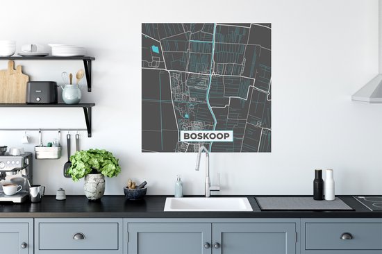 Stickers Stickers muraux - Boskoop - Carte - Carte - Pays- Nederland - Plan de la ville - 80x80 cm - Feuille adhésive