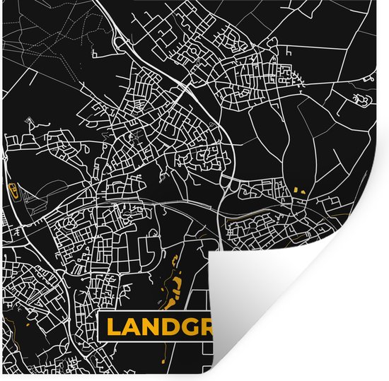 Stickers muraux - Landgraaf - Black and Gold et Or - Plan de la ville - Carte - Plan d'étage - 120x120 cm - Feuille adhésive XXL