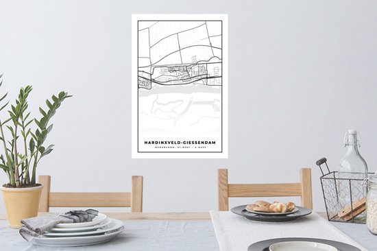 Stickers muraux - Carte - Hardinxveld-Giessendam - Carte - Plan de la ville - 40x60 cm - Feuille adhésive