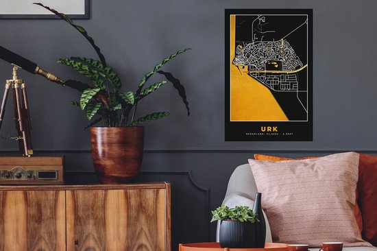 Stickers Stickers muraux - Urk - Black and Gold et Or - Plan de la ville - Plan d'étage - Carte - 40x60 cm - Feuille adhésive