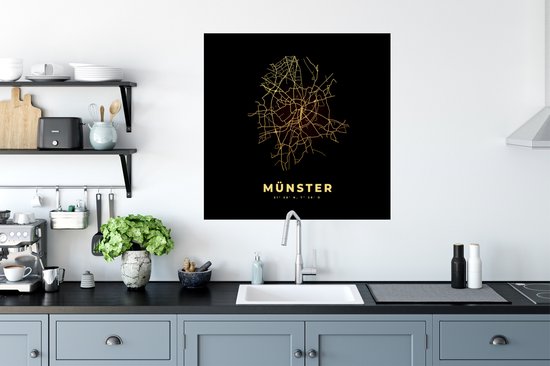 Stickers Stickers muraux - Or - Münster - Carte - Plan de la ville - Plan d'étage - 80x80 cm - Feuille adhésive
