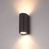 HOFTRONIC Douglas - LED Wandlamp buiten - Up and Down Light (2 Lichts) - 5W 400lm 2700K Extra Warm Wit - IP65 Waterdicht - Geschikt als Wandlamp Buiten en Binnen - 160x78x68mm - Gevelverlichting - 3 jaar garantie