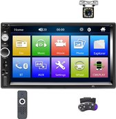 TechU™ Autoradio AT3 – 2 Din 7 inch Touchscreen Monitor – incl. Achteruitrijcamera – Bluetooth – Handsfree bellen – FM radio – USB – AUX – SD – Incl. Afstandsbediening en Stuurwiel