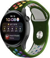 Siliconen Smartwatch bandje - Geschikt voor  Huawei Watch 3 - Pro sport band - legergroen kleurrijk - Strap-it Horlogeband / Polsband / Armband