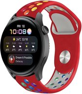 Siliconen Smartwatch bandje - Geschikt voor  Huawei Watch 3 - Pro sport band - rood kleurrijk - Strap-it Horlogeband / Polsband / Armband