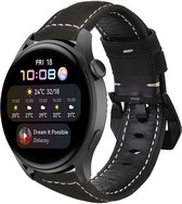 Leer Smartwatch bandje - Geschikt voor  Huawei Watch 3 - Pro leren band - zwart - Strap-it Horlogeband / Polsband / Armband