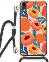 Case Company® - iPhone XR hoesje met Koord - Perzik - Telefoonhoesje met Zwart Koord - Extra Bescherming aan alle Kanten en Over de Schermrand