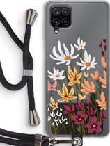 Case Company® - Samsung Galaxy A12 hoesje met Koord - Painted wildflowers - Telefoonhoesje met Zwart Koord - Bescherming aan alle Kanten en Over de Schermrand