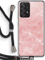 Case Company® - Samsung Galaxy A52s 5G hoesje met Koord - Roze marmer - Telefoonhoesje met Zwart Koord - Bescherming aan alle Kanten en Over de Schermrand