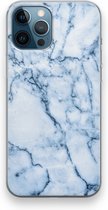 Case Company® - iPhone 12 Pro hoesje - Blauw marmer - Soft Cover Telefoonhoesje - Bescherming aan alle Kanten en Schermrand