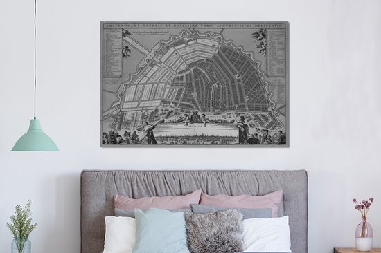 Décoration murale Métal - Peinture Aluminium Industriel - Plan de ville - Amsterdam - Vintage - 150x100 cm - Dibond - Photo sur aluminium - Décoration murale industrielle - Pour le salon / chambre