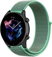 Nylon Smartwatch bandje - Geschikt voor  Amazfit GTR 3 - Pro nylon band - mint - GTR 3 & GTR 3 Pro - Strap-it Horlogeband / Polsband / Armband