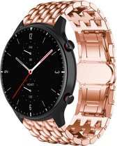 Stalen Smartwatch bandje - Geschikt voor Strap-it Amazfit GTR 2 stalen draak band - rosé goud - GTR 2 - 22mm - Strap-it Horlogeband / Polsband / Armband