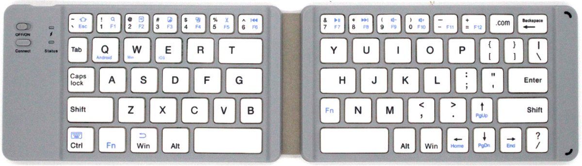Case2go - Universeel Opvouwbaar Bluetooth Toetsenbord - QWERTY Keyboard voor IOS, Android en Windows - Oplaadbaar - Grijs