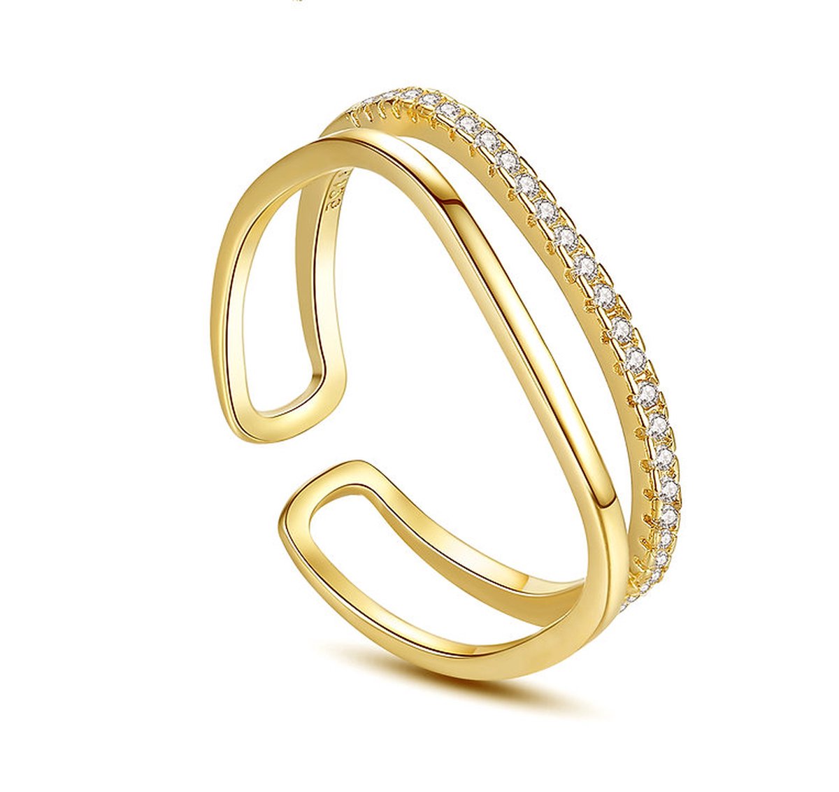 Multimaat verstelbare ring zilver 925 Aria I - 14k goud verguld dames met geschenkverpakking