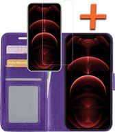 iPhone 13 Hoesje Bookcase Met Screenprotector - iPhone 13 Screenprotector - iPhone 13 Book Case Met Screenprotector Paars