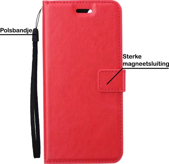 iPhone 13 Pro Case Book Case Cover Wallet Cover avec protecteur d'écran - iPhone 13 Pro Case Case Wallet Case - Rouge