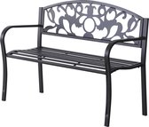 Outsunny canapé de jardin 2 places banc mobilier de jardin canapé en métal avec accoudoirs inoxydable 84B-283