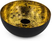 Kaarsenstandaard zwart met goud - kandelaar bladgoud - vintage dinerkaars houder - 12,5x12,5x5cm