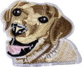 Hond HondenKop Strijk Embleem Patch 7 cm / 6 cm / Bruin Beige