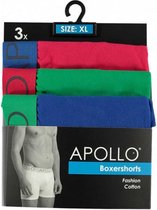 boxershort heren katoen rood/groen/blauw 3 stuks maat XXL