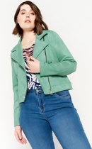 LOLALIZA Suede perfecto jasje - Licht Groen - Maat 44