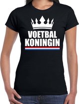 Zwart voetbal koningin shirt met kroon dames - Sport / hobby kleding S