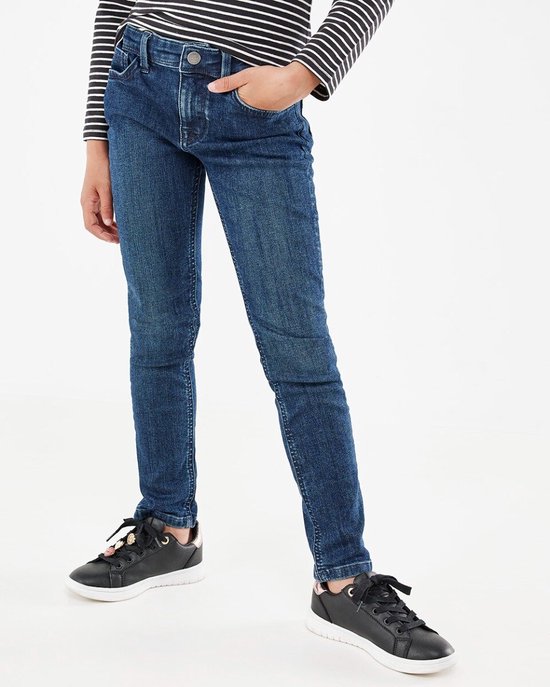 JUNO Slim Fit Denim Meisjes - Donker Blauw - Maat 134-140