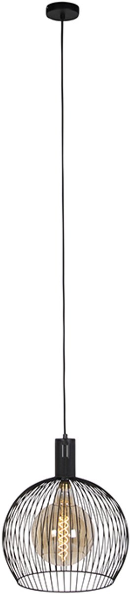 QAZQA wire - Moderne Hanglamp - 1 lichts - Ø 40 cm - Zwart - Woonkamer | Slaapkamer | Keuken