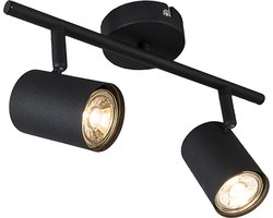 QAZQA jeana - Moderne Plafondspot | Spotje | Opbouwspot - 2 lichts - L 330 mm - Zwart - Woonkamer |…