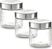 3x Verres de conservation / bocaux en verre 750 ml vérifié 11 x 12 cm - Zeller - Ustensiles de cuisine - Bocaux de conservation / bocaux de conservation - Stockage / stockage des Consservation alimentaire